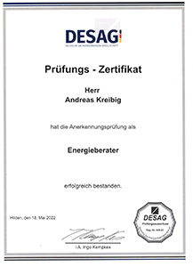 Zertifikat Energieberater